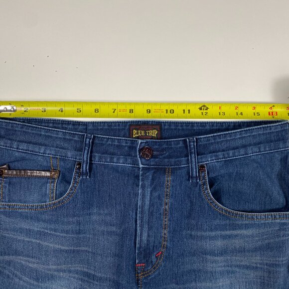 Edwin BLUE TRIP 141722-003 Leather Motif Slim Fit Medium Wash Jeans mens 33x31.5 - Picture 10 of 11